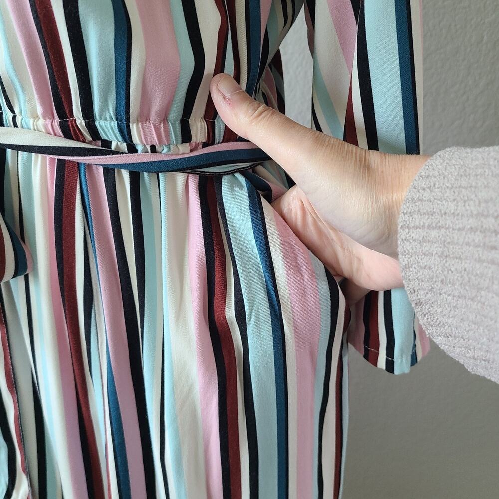 Torrid Midi Preppy Shirt Dress SZ US 10 M / L Resort Challis Button Front Stripe - Picture 4 of 14